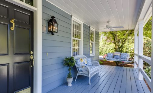 Front door and porch of a home