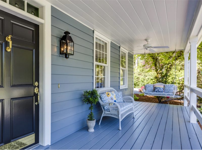 Front door and porch of a home