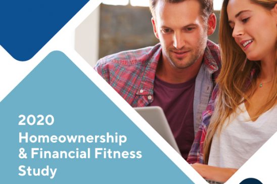 2020 Homeownership & Financial Fitness Study thumbnail with a man and woman looking at a laptop