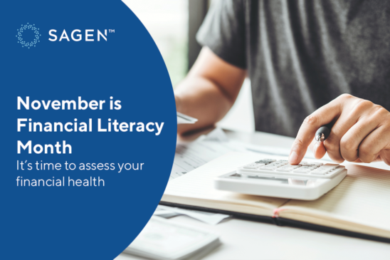 Man using calculator to represent image for Financial Literacy Month